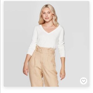 Cream V Neck Sweater